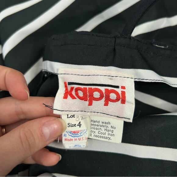 KAPPI 80s Vintage Union Label Summer Dress Size 4 Striped Drop Waist Nautical - Picture 6 of 8